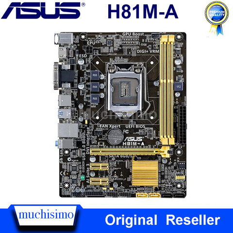 Материнская плата LGA 1150 Asus, материнская плата Core i7/i5/i3 DDR3 16 ГБ PCI-E 2,0, оригинальная, для настольного компьютера, Asus, процессор Intel H81 1150, б/у ► Фото 1/5