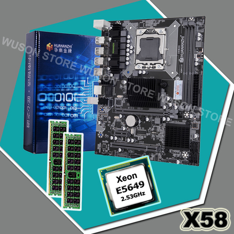 Материнская плата HUANANZHI X58 LGA1366 M-ATX с процессором Intel Xeon E5649 2,53 ГГц, большой бренд RAM 16 Гб (2*8 ГБ) RECC, купить детали для ПК DIY ► Фото 1/6