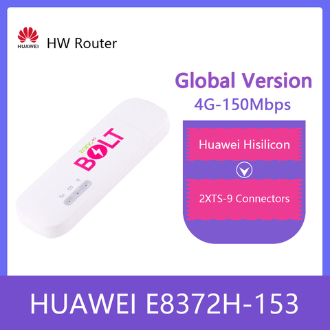 Разблокированный Huawei E8372 телефон, 150 Мбит/с, 4G, Wi-Fi, USB-модем, LTE, Wi-Fi-ключ, поддержка 10 пользователей Wi-Fi, черная, белая антенна ► Фото 1/6