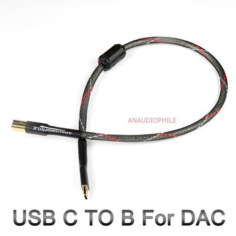 Hi-Fi посеребренный кабель USB C на B, USB Type C на B, кабель для передачи данных и аудио 5N, DAC, Thunderbolt, кабель DAC ► Фото 1/5