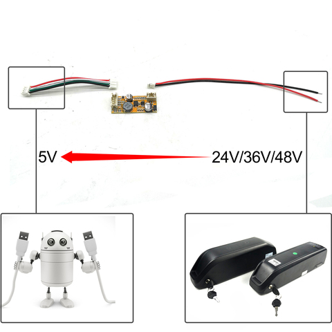 Преобразователь постоянного тока BULU, 7 В, 60 в 5 В, электровелосипед, USB, снижение напряжения, печатная плата для контроллера аккумулятора элек... ► Фото 1/6