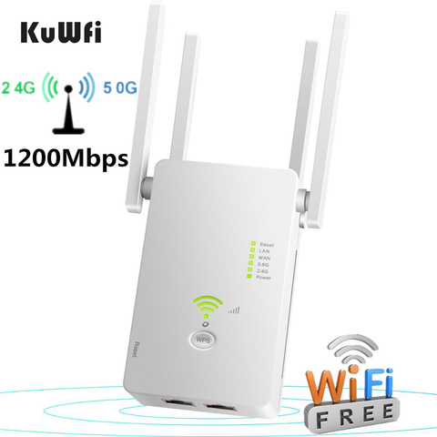 KuWFi 1200 Мбит / с повторитель Wi-Fi двухдиапазонный беспроводной 2,4 г / 5 г расширитель Wi-Fi AP-маршрутизатор усилитель сигнала Wi-Fi с антеннами 4 шт. ► Фото 1/6