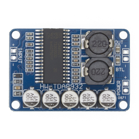 Модуль моно усилителя мощности звуковой частоты D-класса на TDA8932 35Вт. ► Фото 1/6
