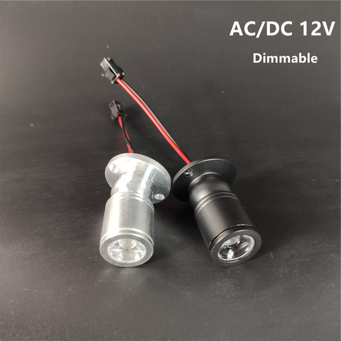 AC DC 12V Dimmable 1w светодиодный мини-прожектор, украшение для помещений, черный серебристый корпус, светильник, монтируемый на поверхность ► Фото 1/6