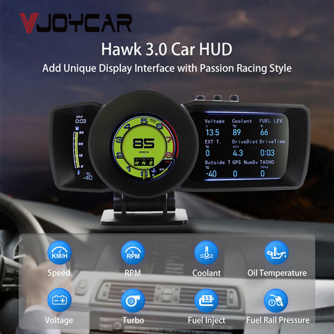 Vjoycar 2022 новейший HUD Gauge Hawk OBD2 автоматический сканер автомобильный счетчик воздухозаборника и температуры воды. Дорожный компьютер GPS цифровой спидометр ► Фото 1/6