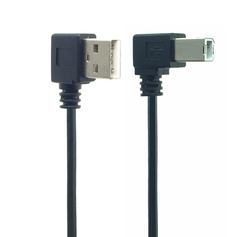 Компьютерный кабель для сканера, 0,5 м, 1 м, правый угол USB 2,0, а штекер-правый угол B штекер, 90 градусов ► Фото 1/5