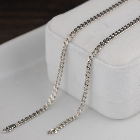 BOCAI Новое поступление коллекция S925 серебряные ювелирные изделия в винтажном стиле; 3 мм тайское серебро ожерелье для мужчин и женщин цепи на ... ► Фото 1/6