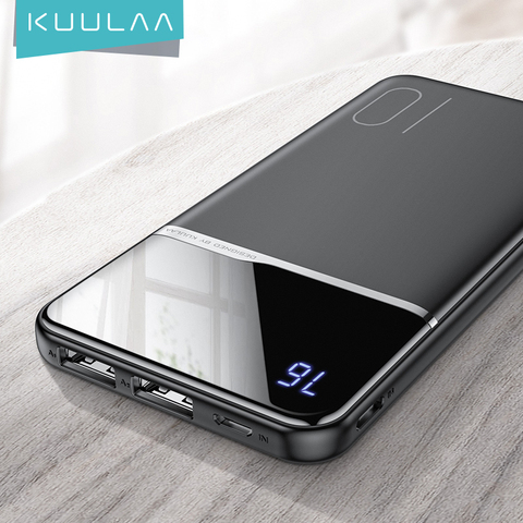 KUULAA Power Bank 10000mAh Портативное зарядное устройство Poverbank 10000 мАч Dual USB сверхтонкое зарядное устройство для Xiaomi Mi 9 8 iPhone ► Фото 1/6