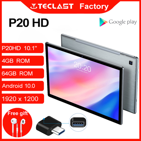 Teclast P20HD планшет на Android 10, восемь ядер, экран 10,1 дюйма, 4 Гб + 64 ГБ ► Фото 1/6