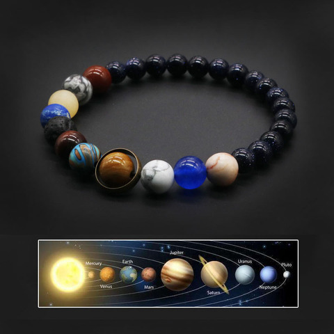 2022 Вселенная Солнечная Системы браслет Для женщин Натуральный камень восемь браслет с планетами для мужчин, подарок для лучших друзей, для его гипоаллергенный браслет, прекрасный подарок для девушки, MY8 ► Фото 1/6