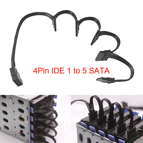 Новый 4pin IDE Molex 1 до 5 SATA Блок питания сплиттер кабель шнур для DIY ПК компьютер Sever ► Фото 1/5