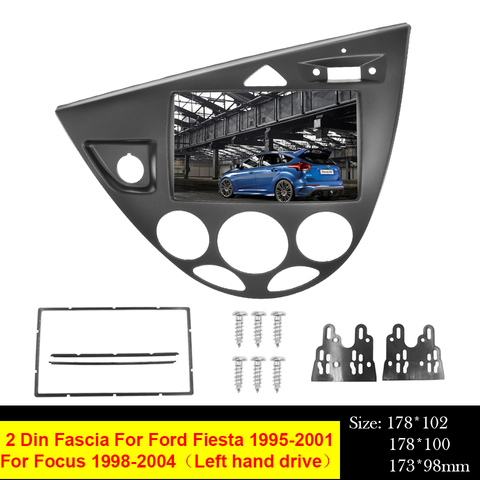 2 Din Fascia Для Ford Focus /Fiesta, автомобильная стереопанель с левым рулем, монтажная установка, комплект ободка ► Фото 1/6