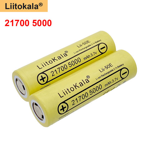 LiitoKala Lii-50E 3,7 V 21700 5000mah перезаряжаемая батарея 5C разрядка аккумуляторы высокой мощности для электронной сигареты ► Фото 1/5