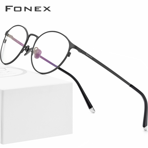 Оправа для очков FONEX из чистого титана, женские модные круглые оптические очки в стиле ретро, корейские очки по рецепту для мужчин, 8501 ► Фото 1/6