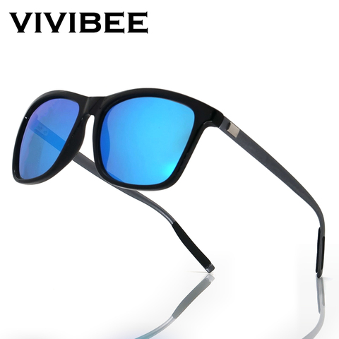 VIVIBEE, роскошные квадратные поляризованные солнцезащитные очки, мужские, для вождения, синие, зеркальные линзы, классические, унисекс, солнцезащитные очки, 2022, трендовые, женские оттенки ► Фото 1/6