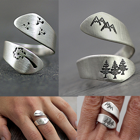 Женское кольцо из серебра 2022 пробы с ручной намоткой, кольцо с одуванчиком для женщин ► Фото 1/6