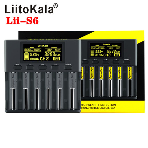 Зарядное устройство Liitokala для литиевых батарей, зарядное устройство для NiMH и NiMH аккумуляторов типа AA, 1,2 В, 18650, 18350, 21700, 20700B, 20700, 26650, AA, AAA, с заря... ► Фото 1/6