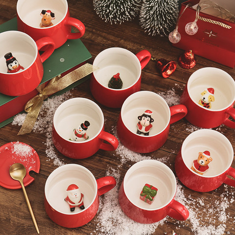 Рождественская кружка, кружка для кофе, молока, завтрака, снеговик, керамическая чайная чашка, мультяшный 3D подарок с животными, чашка для воды, Офисная посуда для напитков ► Фото 1/6