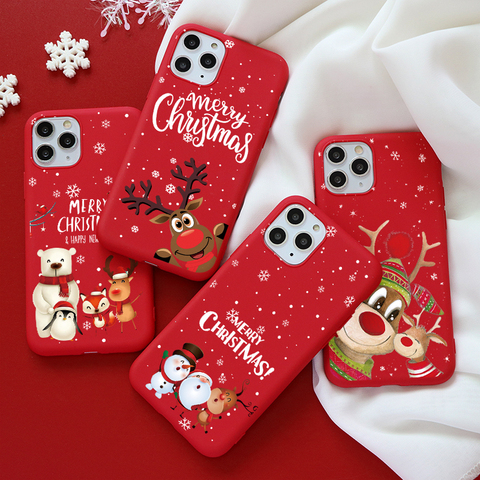 Cartoon Christmas Phone Case For iPhone 12 12pro 12mini 11 7 8 6 6S Plus 5 5s Deer Case For iPhone XR X Xs 11Pro Max Lovely Back ► Фото 1/6