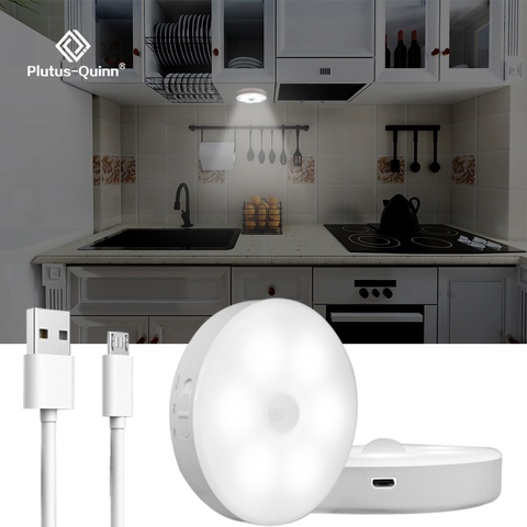 LED Motion Sensor Light USB Rechargeable LED Under Cabinet Light For Kitchen Closet Wardrobe Bedroom Stairs Wall Lamp Night Lamp ► Фото 1/6