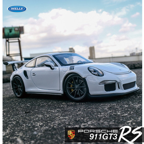 Welly 1:24 Porsche 911 GT3 RS модель автомобиля из белого сплава моделирование украшения автомобиля коллекция Подарочная игрушка Литье под давлением модель игрушка для мальчиков ► Фото 1/5