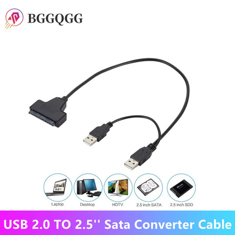 BGGQGG USB 2,0 до 2,5 дюймов HDD 7 + 15Pin SATA Кабель-адаптер для SATA SSD и HDD ► Фото 1/6