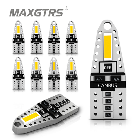 2x супер яркий чип T10 Cob W5W 168 194 12V, светодиодный светильник для чтения автомобильных дверей и номерного знака, лампа для зазора 6000k, лампа для са... ► Фото 1/6
