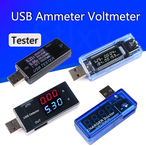 USB Вольтметр Амперметр тестер тока напряжения ЖК цифровой дисплей тестер емкости батареи Измерение USB индикатор заряда ► Фото 1/6