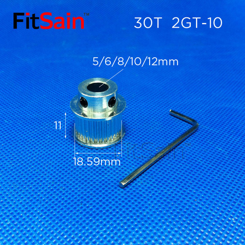 FitSain-2GT 30T ширина 10 мм синхронное колесо 30T Зуб GT2 шкив из алюминиевого сплава ремень ГРМ среднее отверстие 5/6/8/10 мм ► Фото 1/2