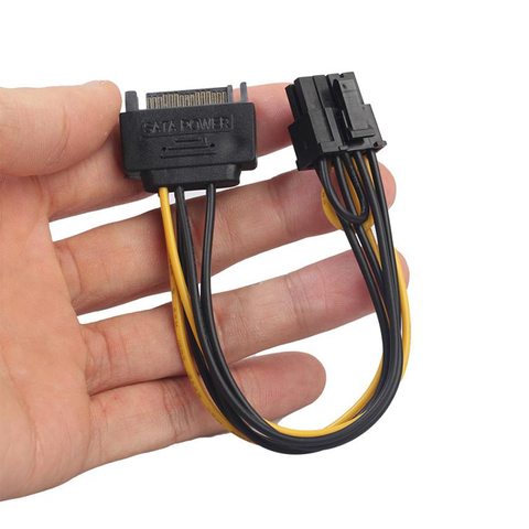10 шт./лот SATA 15-контактный Sata штекер к PCI-E Экспресс 6 + 2-контактный 8-контактный Штекерный кабель адаптера питания 20 см ► Фото 1/6