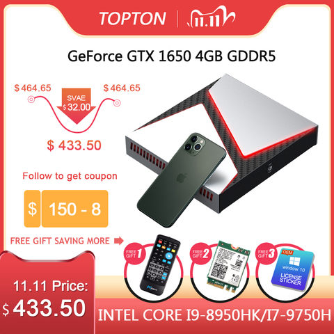 Intel игровой мини ПК Core i9 8950HK i7 9750H i5 9300H Nvidia GTX 1650 4 Гб игровой Настольный 2 * DDR4 64 Гб Windows 10 4K DP HDMI AC WiFi ► Фото 1/6