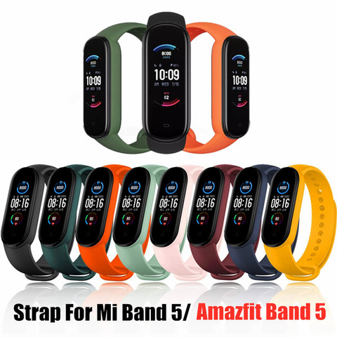 Ремешок силиконовый для Amazfit Band 5, браслет для Xiomi Amazfit Band5, Mi band 5 ► Фото 1/6