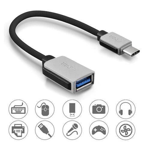 Нейлоновый плетеный кабель USB 3,1 Type-C штекер-USB гнездо кабель для синхронизации данных USB OTG адаптер для передачи данных ► Фото 1/6