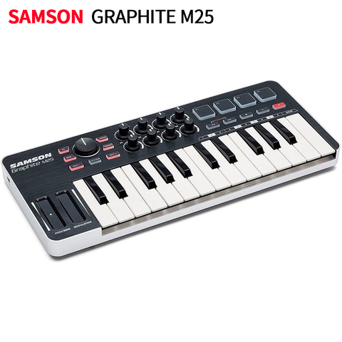 Samson графитовый M25 мини-USB MIDI контроллер 25 клавиш для ipad клавиатура Портативный для аранжировки представлений ► Фото 1/5