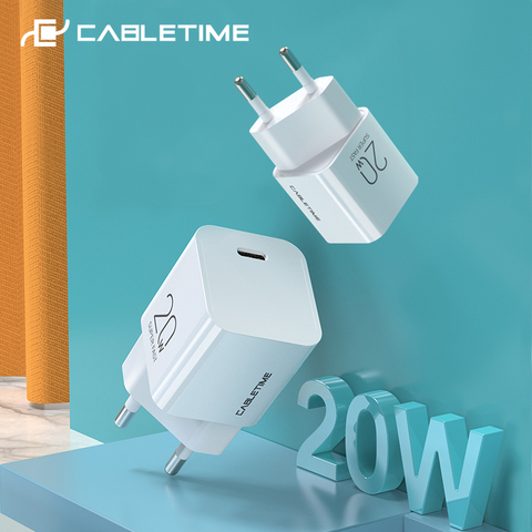 Зарядное устройство CABLETIME PD 20 Вт, USB C Mini, быстрая зарядка для iPhone 12, iPad pro, Xiaomi, Nintendo, переключатель, быстрая зарядка 3,0 C381 ► Фото 1/6