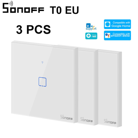 Умный выключатель SONOFF T0 EU TX-Series, 1/3 шт., Wi-Fi, для автоматизации дома, Настенные переключатели, совместимые с EWelink Google Home Alexa ► Фото 1/6