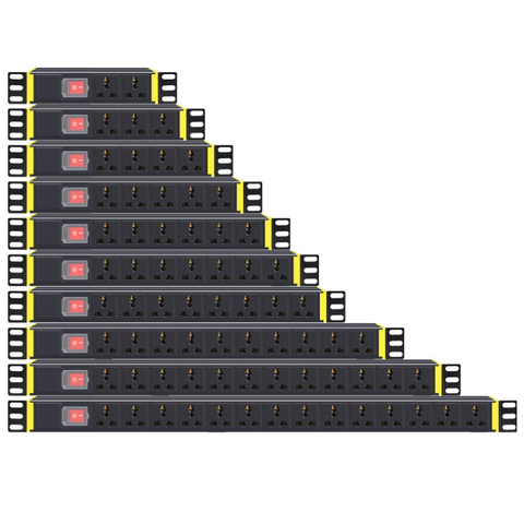 Удлинитель питания pdu из алюминиевого сплава, Клеммная колодка высокой мощности, розетка для шкафа, 10 А, 3500 Вт, 250 В, 2/3/4/5/6/7/8/10/12/14, розетка переменного тока ► Фото 1/6