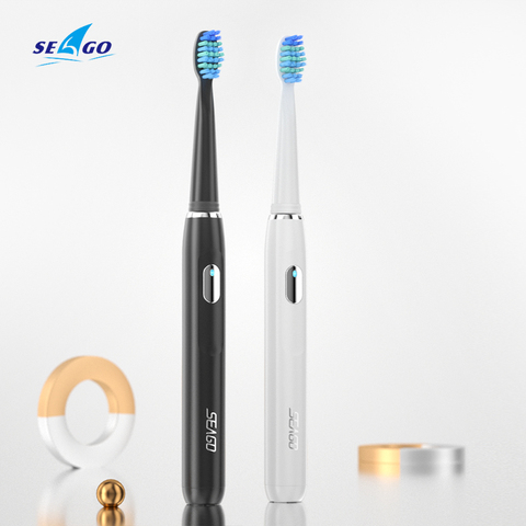 Электрическая зубная щетка SEAGO Sonic перезаряжаемая для взрослых с таймером t USB зарядка отбеливание зубов с 4 режимами 551 3 шт. головка ► Фото 1/6