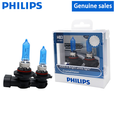 2X Philips HB3 9005 P20d 12 в 60 Вт, Кристальное видение, 4300 К, яркий белый светильник, галогеновый головной светильник, автомобильные лампы с 2 лампами T10, 9005CVSM ► Фото 1/6