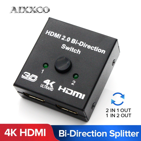 AIXXCO HDMI переключатель Bi-Direction 4K HDMI коммутатор 2 в 1 выход HDMI сплиттер 1x 2/2x1 адаптер Выход конвертер для PS4/3 TV Box ► Фото 1/6