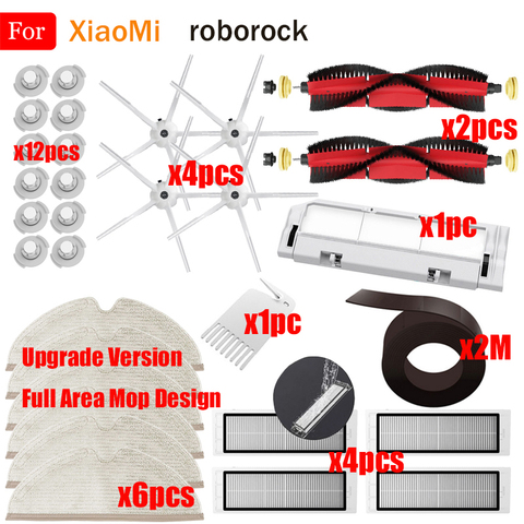 Запчасти для пылесоса XiaoMi Roborock, фильтр НЕРА, основная щетка, насадка на швабру, ткань, боковая щетка, S50, S51, S55, S5 Max, S6, S60, S6 Pure, S6, maxV, E25, E35 ► Фото 1/6