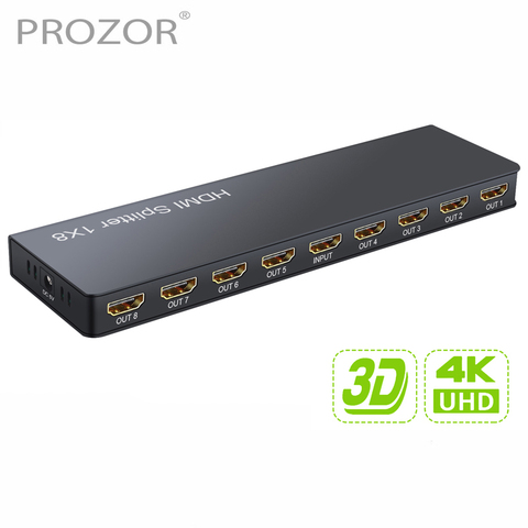 Сплиттер Prozor HDMI 1 в 8 выход, поддержка Full HD 4K/2K @ 30 Гц 1080p 3D разрешения для PS3, аудио сплиттер, конвертер ► Фото 1/6