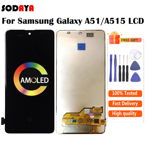 Super AMOLED для Galaxy A51, ЖК-дисплей с рамкой, дигитайзер, сенсор в сборе для Samsung A51, дисплей A515, A515F, A515F/DS, бесплатная доставка ► Фото 1/6