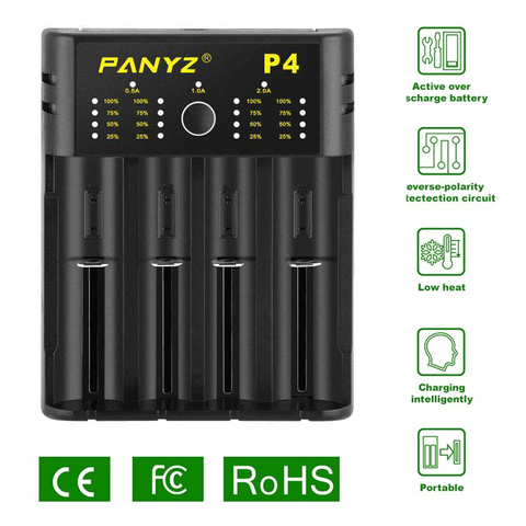 Зарядное устройство Panyz для литиевых аккумуляторов 18650, 26650, 21700, 10440, 14500, AA, AAA, никель, NiMH ► Фото 1/6