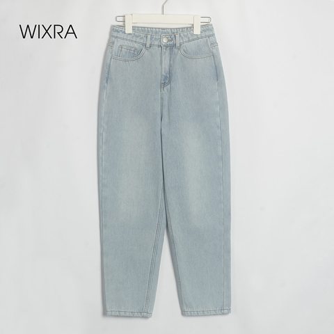 Wixra стильные джинсовые брюки женские джинсы с высокой талией с мехом BF повседневные брюки на пуговицах женская уличная одежда осень-зима ► Фото 1/6