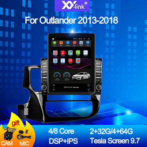 Автомагнитола в стиле Тесла 9,7 дюйма, на Android 10,0, для Mitsubishi Outlander 2013-2022, DVD, GPS-навигация, мультимедиа, аудио ► Фото 1/6