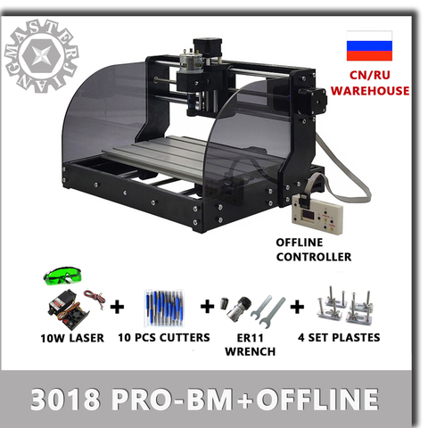 Лазерный гравер CNC 3018 PRO BM, фрезерный станок по дереву + Автономный контроллер GRBL ER11, гравировальный станок для гравировки по дереву, ПХД, ПВХ ► Фото 1/6