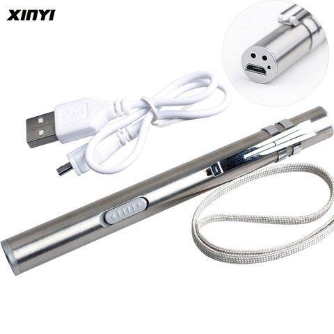USB Перезаряжаемый светодиодный фонарик высокого качества, мощный светодиодный мини-фонарик XML, водонепроницаемый дизайн, ручка с металличе... ► Фото 1/6
