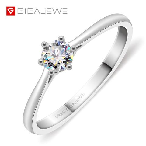 GIGAJEWE 0.3ct 4 мм круглая огранка EF VVS1 Moissanite 925 Серебряное кольцо с бриллиантом тест прошел Мода Девушки Женщины Рождественский подарок ► Фото 1/6