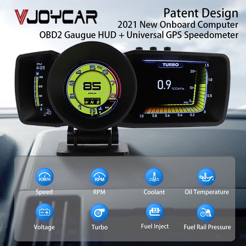 Vjoycar 2022 новейший датчик HUD Hawk OBD2 автомобильный сканер измеритель впускного воздуха и воды температура. Дорожный компьютер GPS цифровой спидометр ► Фото 1/6